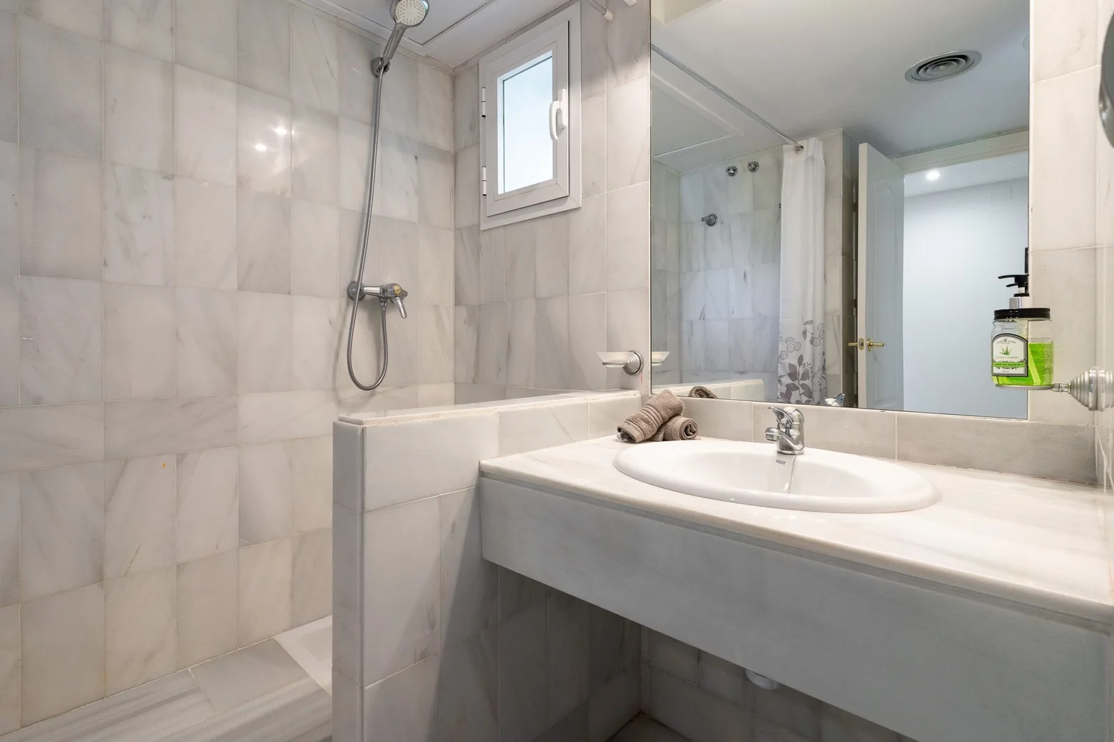 Marble bathroom with shower