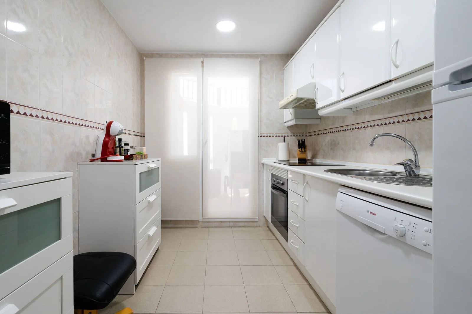 The apartment's fitted kitchen