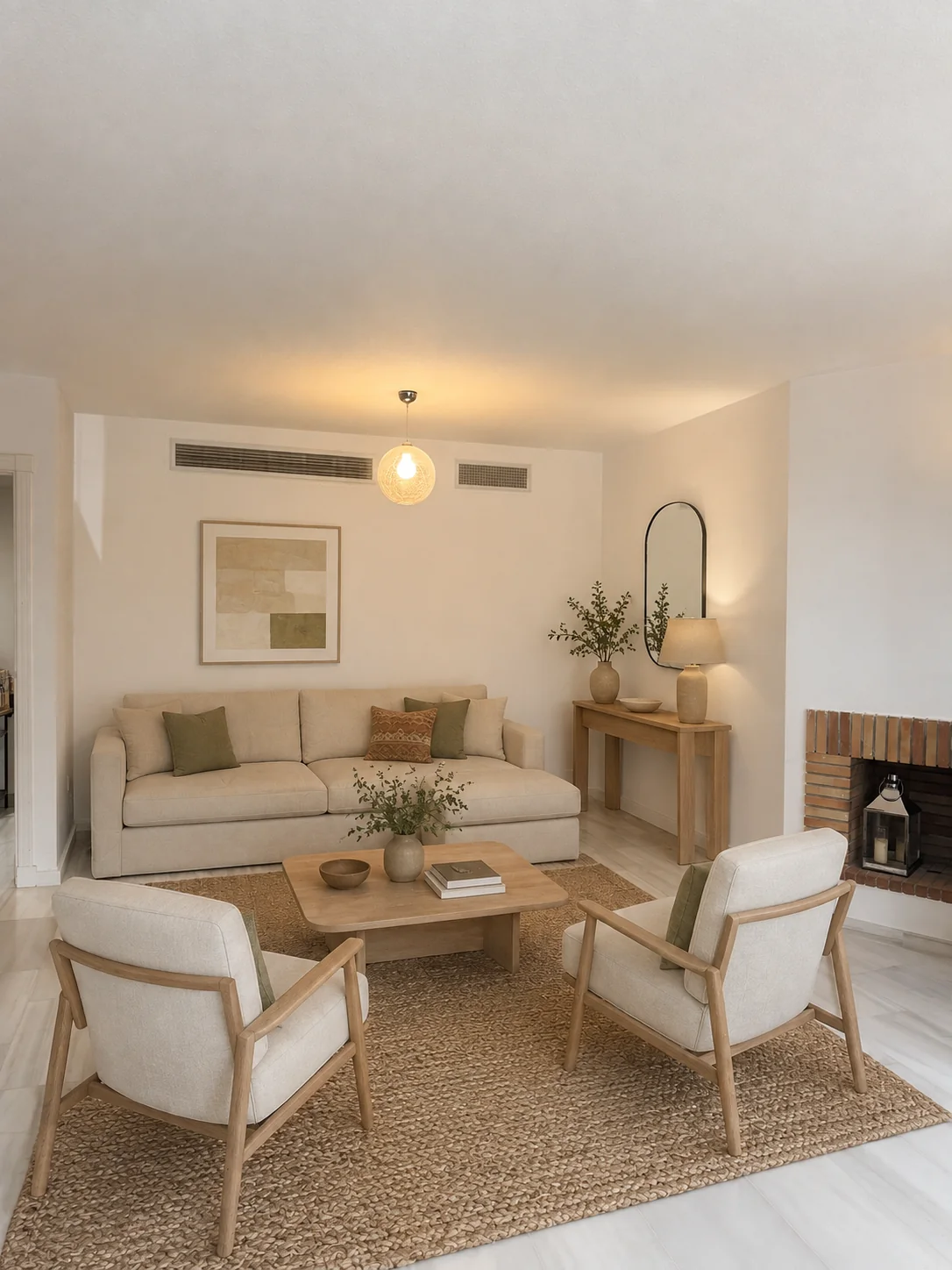 Living room visualisation with virtual home staging for the apartment for sale in Los Naranjos de Marbella