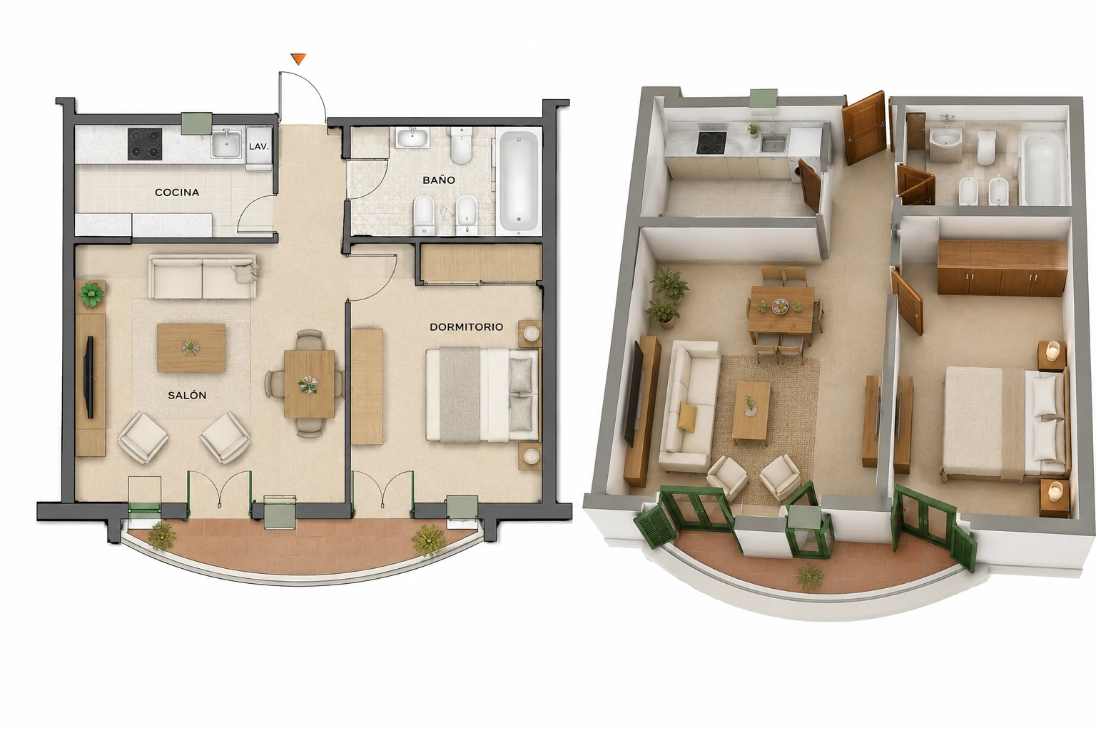 Plano de distribución del apartamento