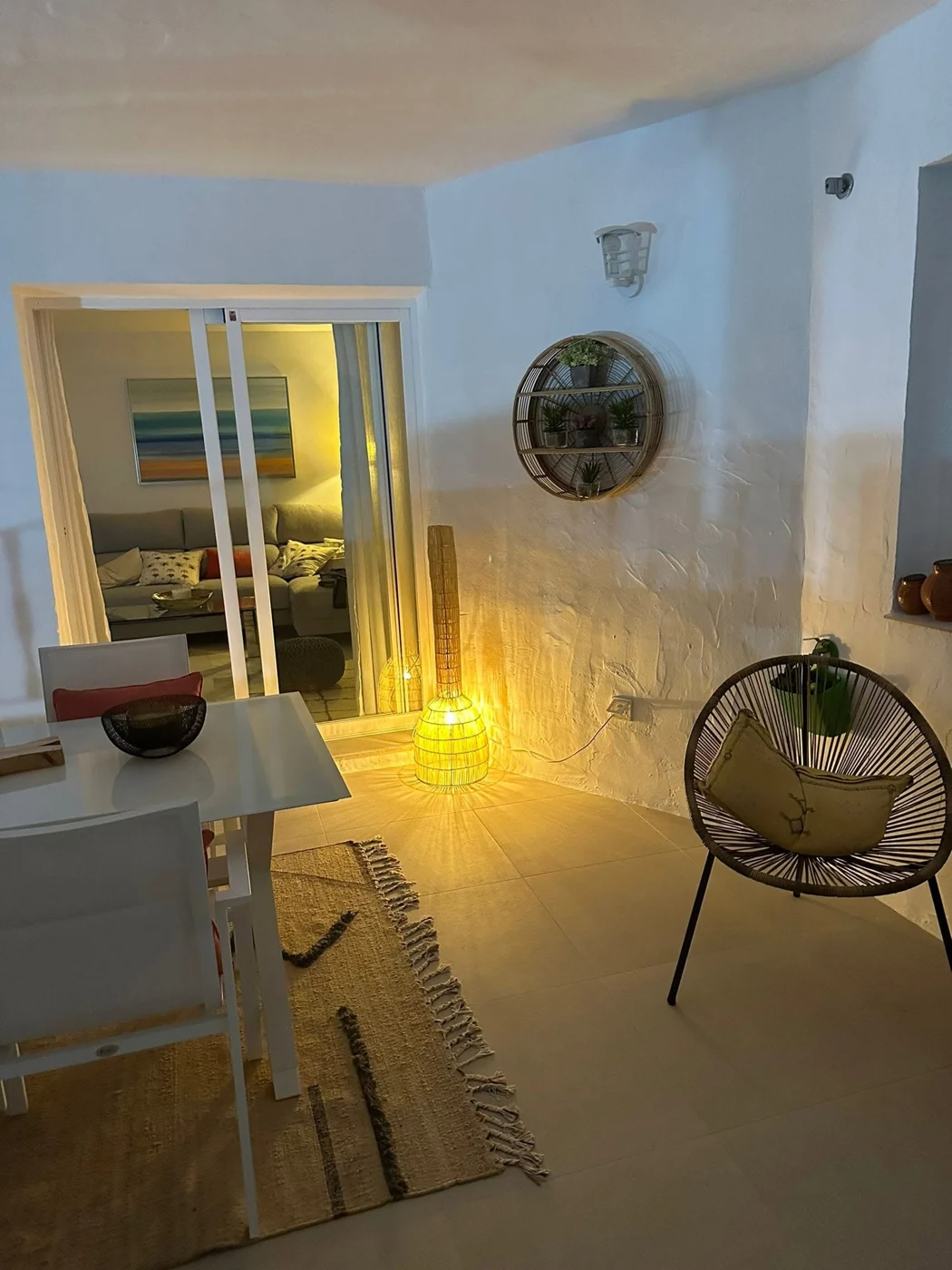Living room seen from the apartment terrace